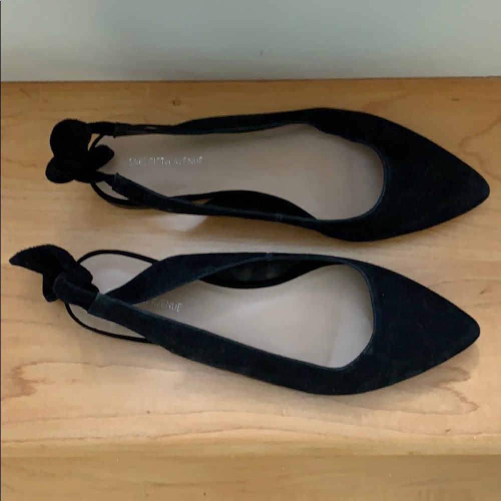 Saks Fifth Avenue Brand Black Suede Flats